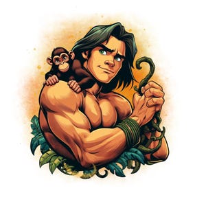 tarzan png clipart, tarzan watercolor background, tarzan and terk, instant download