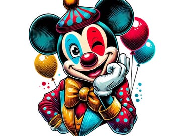 Mickey mouse clown design, mickey mouse png clipart, clown mickey, instant download