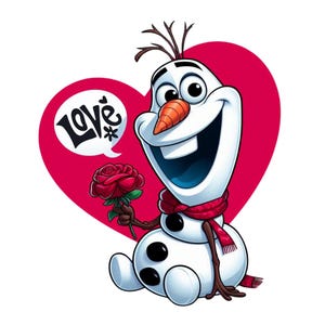 Olaf png clipart, frozen olaf valentine&#39;s day, elsa olaf png, olaf love, frozen character, snowman, instant download
