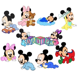 Baby mickey mouse png bundle, baby minnie mouse png clipart,  mickey mouse png, instant download