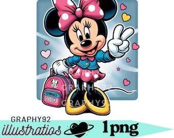 minnie mouse student design, minnie mouse png clipart, minnie mouse school, instant download