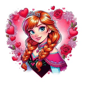 Princess anna png clipart, frozen anna love design, frozen png, elsa png, instant download