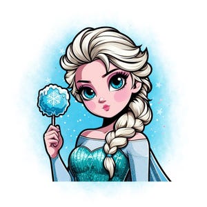 Princess Elsa watercolor background, frozen elsa png clipart, elsa ice cream, frozen png, instant download