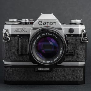 Canon AE-1 Film Camera with Canon FD 50mm f1.4 Lens and Canon Power Winder A - Tested and Working 35mm Film Camera