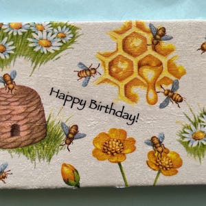 Handmade Birthday card and 5 packets of seeds in one package, little box, gift for gardener, beekeeper