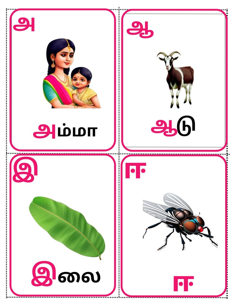 Tamil Printable Letter Flashcards Flashcards for Kidstamil Etsy