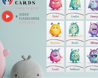 Cartes Émotions Français Enfants | Monstres Sentiments PDF | Apprentissage Émotionnel Thérapie Classe