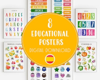 Spanish Educational Posters: Montessori Homeschool Decor (PDF Download A2 A3 A4 Size Options)