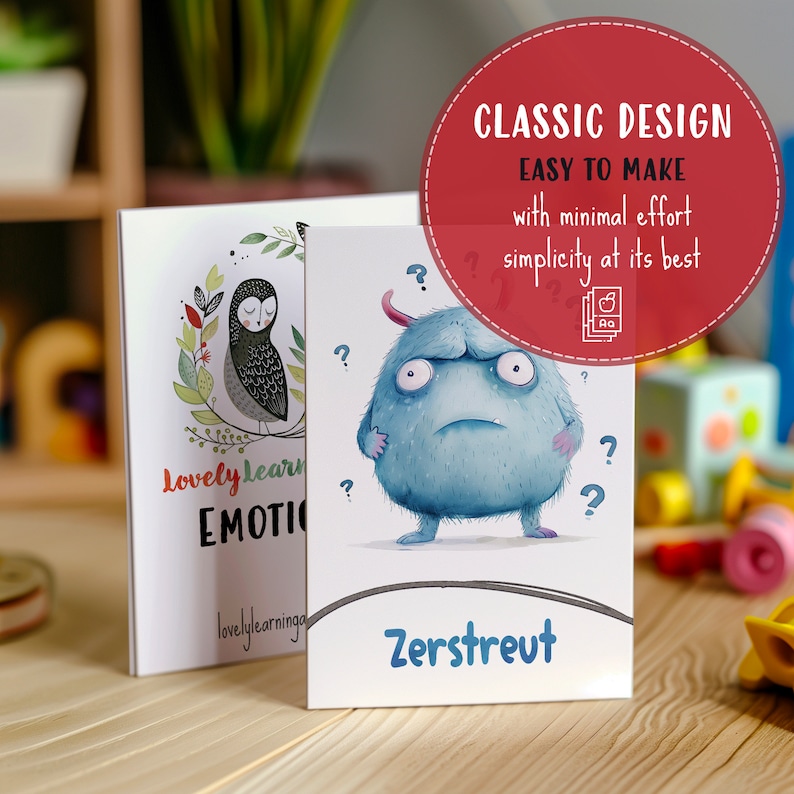 Printable Emotions Flashcards for Kids, Download Monsters Feelings Cards, Classroom Emotion Therapy, Develop EQ & Social Skills image 3