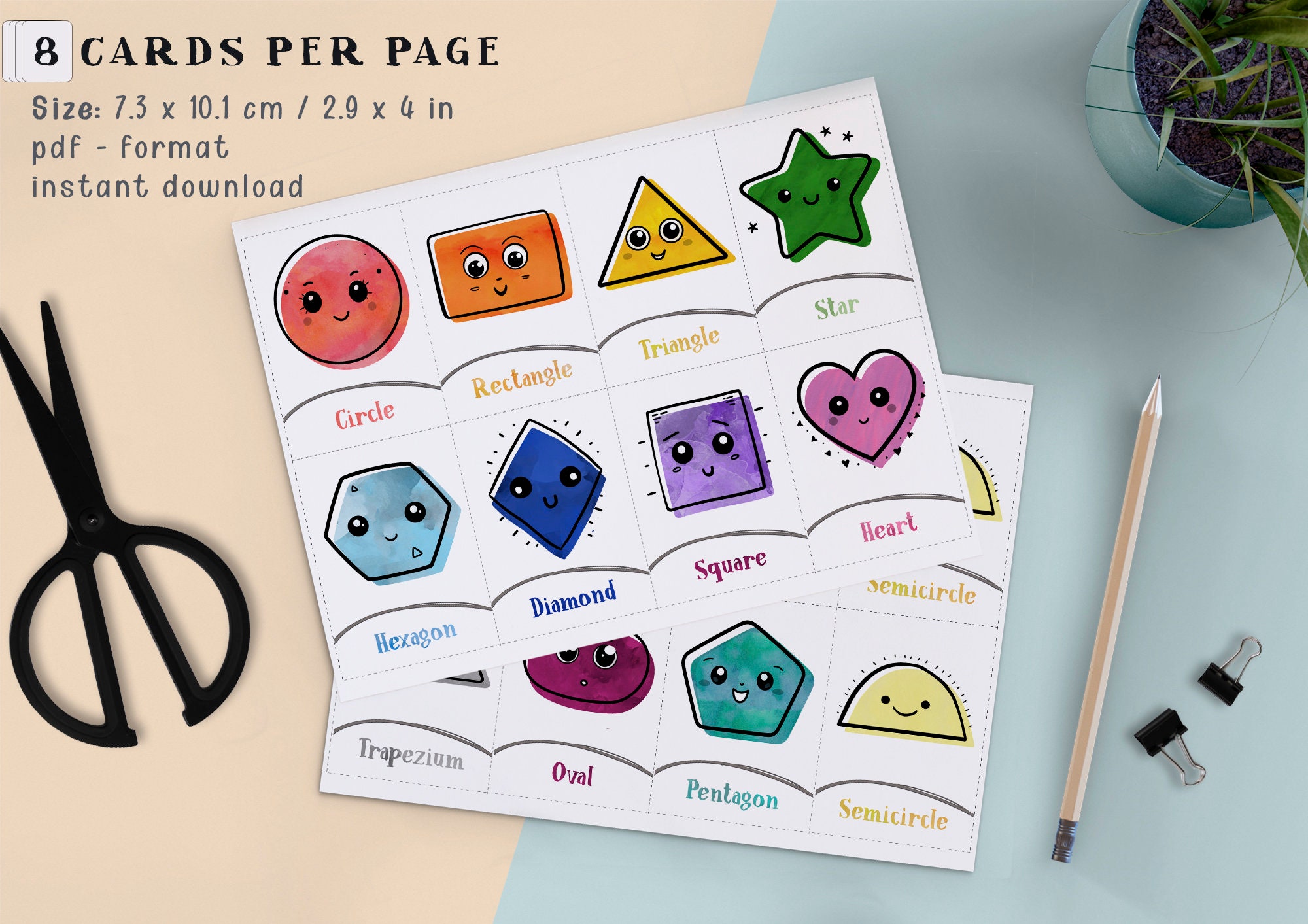 Shapes Flashcards for Kids | Geometry Learning Cards Printable PDF ...