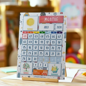 Imprimible Mi calendario diario para niños, Herramienta de aprendizaje preescolar del gráfico de hoy, Tablero Montessori de emociones climáticas, Descarga digital educativa imagen 5