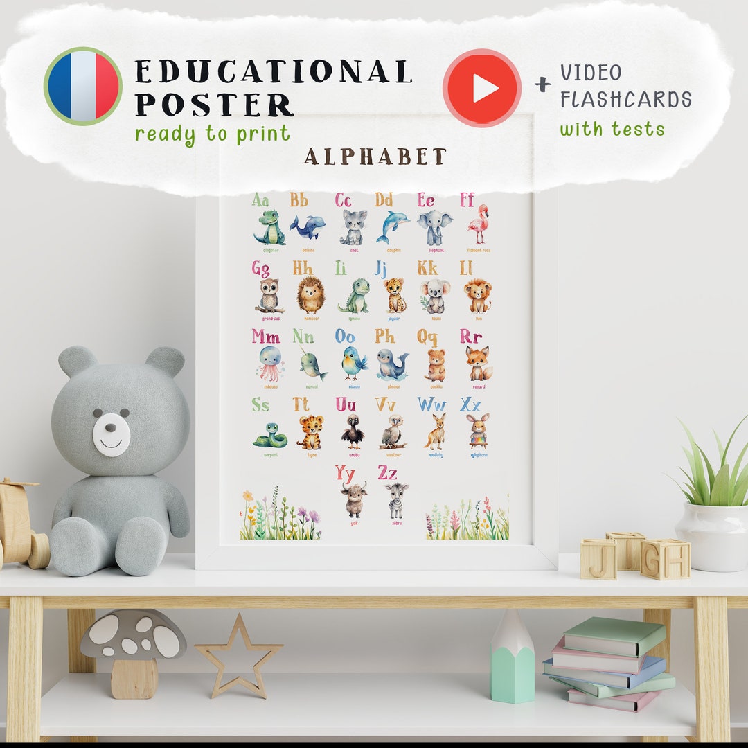 French Alphabet Poster Kids Poster Educational Print Etsy