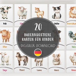 Farm Animals Flashcards Printable – Educational Preschool Learning Cards, PDF Download for Kids, Montessori cards, Preschool learning