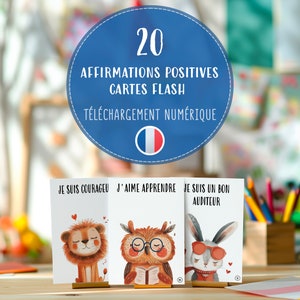 Afirmações Positivas para Crianças PDF, Cartões de Animais Fofos, Cartões de Autoestima Motivacionais, Download de Felicidade, Atenção Plena para Crianças
