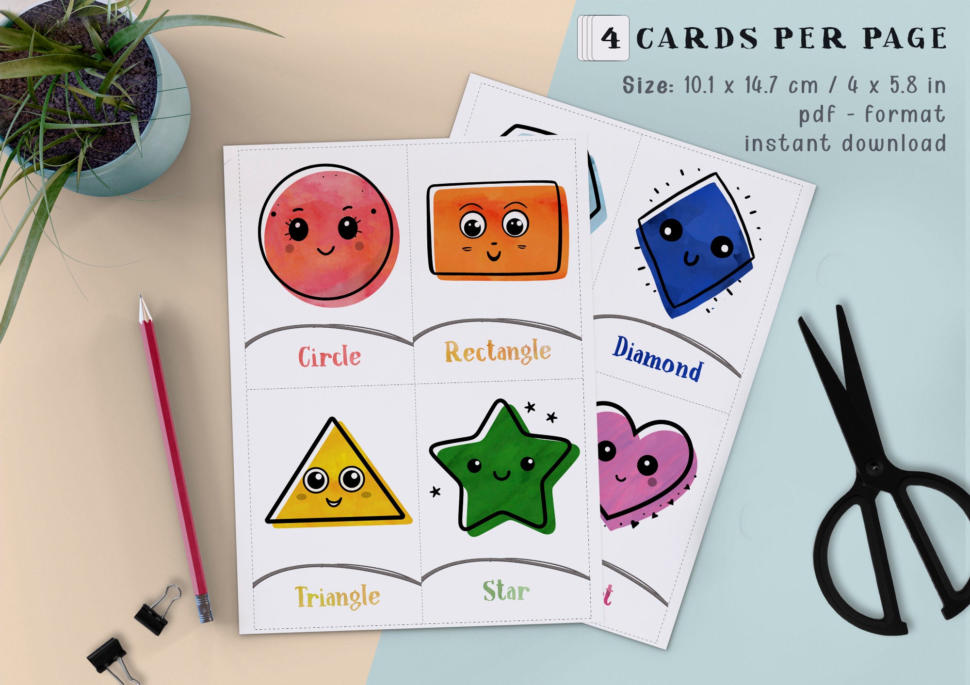 Shapes Flashcards for Kids | Geometry Learning Cards Printable PDF ...