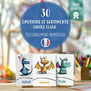 Descargar tarjetas didácticas sobre emociones en formato PDF, tarjetas sobre sentimientos de dragones, terapia de emociones en el aula, desarrollo de habilidades sociales, recursos de primaria Montessori