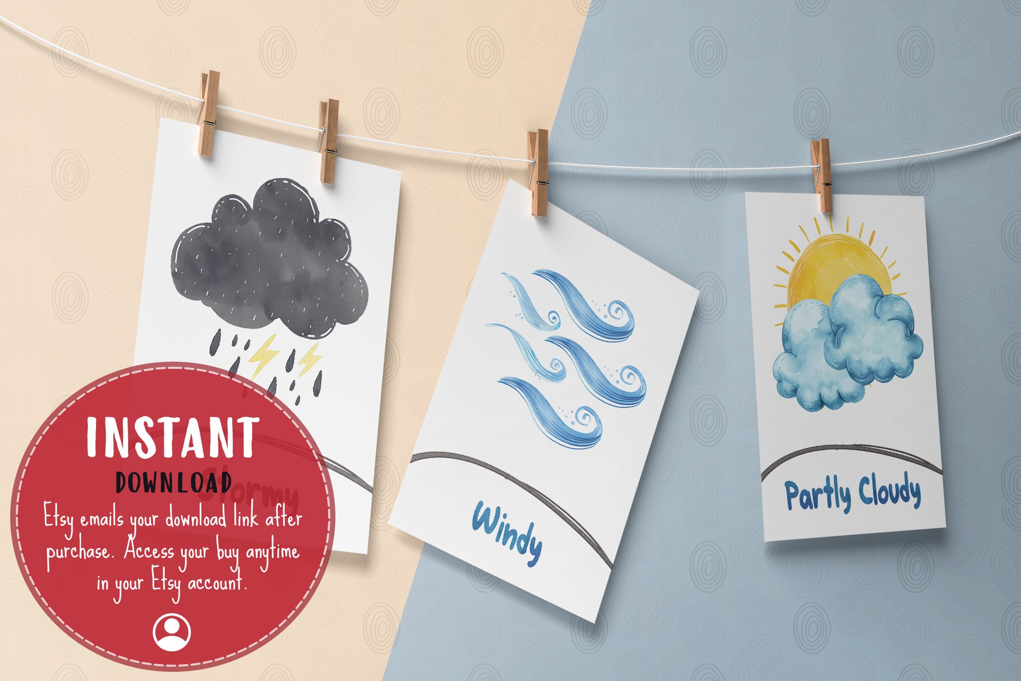 Weather Flashcards Kids | Printable Learning Cards PDF | Educational ...