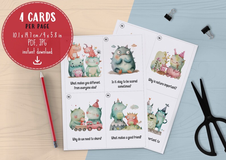 Critical Thinking Flashcards Kids | Monster Feelings Philosophy PDF ...