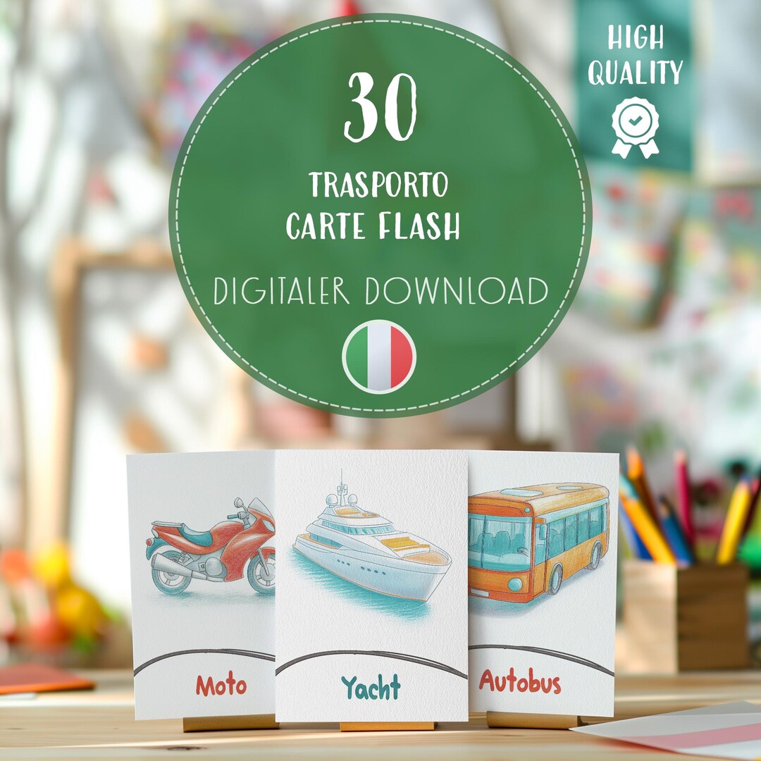 Italian Transport Flashcards for Kids | Printable Vehicles Learning ...
