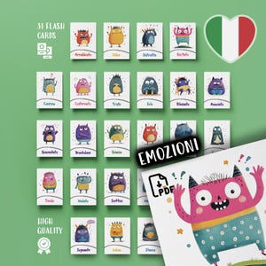 Tarjetas didácticas sobre emociones para niños: adorables sentimientos de monstruos, herramientas de aprendizaje imprimibles, PDF para el aula y la educación en el hogar