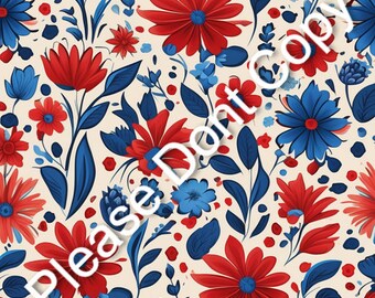 Red, Blue Floral Pattern