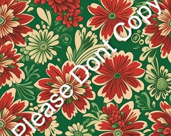 Red, green floral pattern