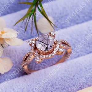 Unique Natural Black Rutile Ring Gemstone Rutile Round Ring Engagement Ring Promise Ring Gift For Her Dainty Ring Gift For Mom Gift Ring