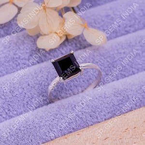Dainty Ring Black Onyx Ring Women's Ring Personalized Gift For Her Engagement Ring Birthday Gift For Mom July Birthstone Ring Solitaire Ring