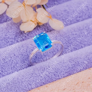 Blue Topaz ring, 925 Sterling Silver Ring For Women, Handmade Solid Silver Ring For Wedding Anniversary Gift