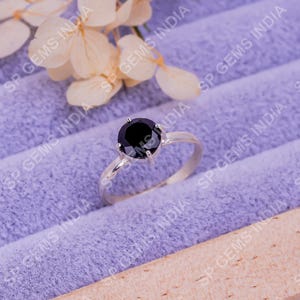 Dainty Ring Black Onyx Ring Women's Ring Personalized Gift For Her Engagement Ring Birthday Gift For Mom July Birthstone Ring Solitaire Ring