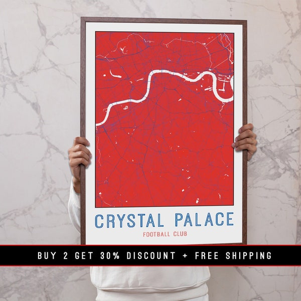 Crystal Palace City Map Fußball Fan Geschenk für Freund Geburtstag Druck Büro Wall Art Wohnzimmer Schnelle Lieferung Verschiedene Größen