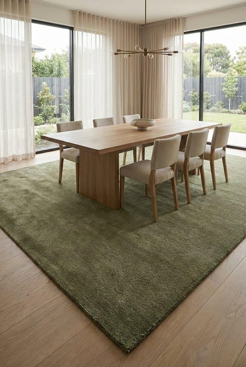 Luxury Olive Green Hand Tufted Rug – Thick Plush Area Rug, Custom ...