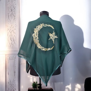 Personalised Groom Henna Night Cover, Groomsmen Gifts, Wedding Accessories, Chiffon Luxury Veil, Tugra Ayyıldız Embroidered,Embroidered