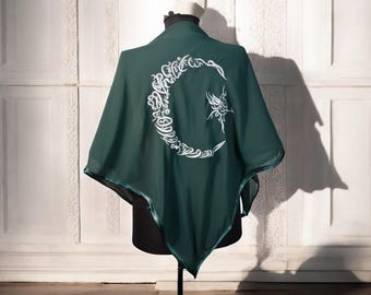 Groom Henna Night Cover, Groomsmen Gifts, Wedding Accessories, Chiffon Luxury Veil, Tugra Ayyıldız Embroidered, Personalized Embroidered