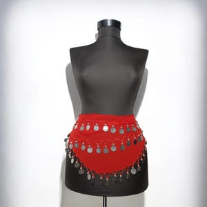 Sequin Tulle Belly Dance Belt: Coin Hip Shawl Costume