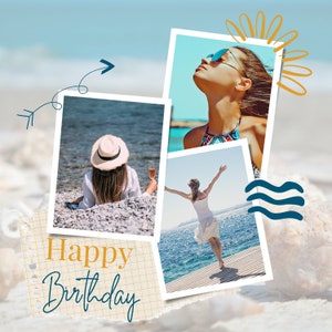 Sunny Wishes by the Seashore: Explore Our Summery Beach-Themed Birthday Card!