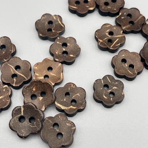Bouton fleur en noix de coco naturel 11 mm