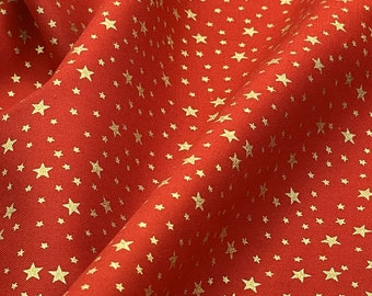 Tissu coton rouge étoile doré imprimé noël tarif dégressif