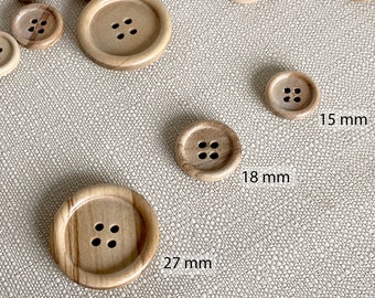 Bouton en bois vernis 15 18 ou 27 mm