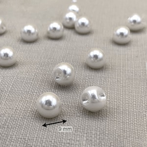 Bouton forme perle blanche 9 mm