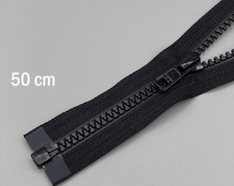 50 cm YKK Fermeture à glissière inyectado séparable negro