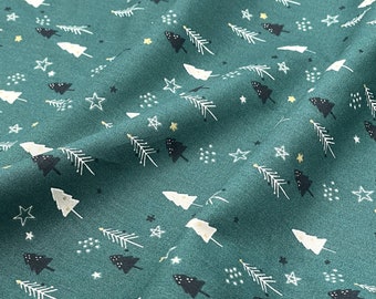 Tissu coton vert imprimé noël tarif dégressif
