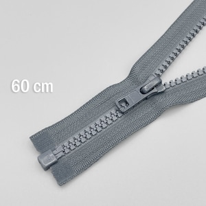 60 cm YKK Fermeture à glissière injectée séparable gris souris
