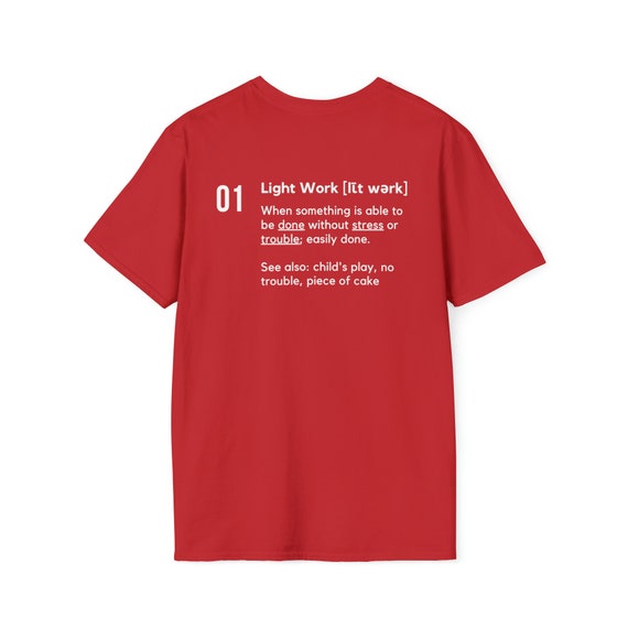 Light Work Definition Tee for Working Out Etsy