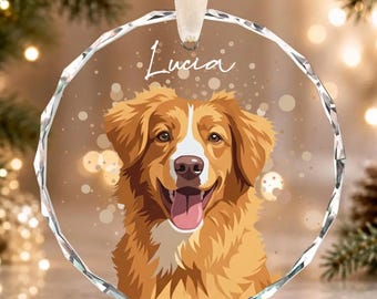 Custom Watercolor Pet Portrait Ornament, Dog Memorial Gift, Dog Cat Lovers Ornament, Dog Loss Sympathy Gift, Christmas Memorial Ornament