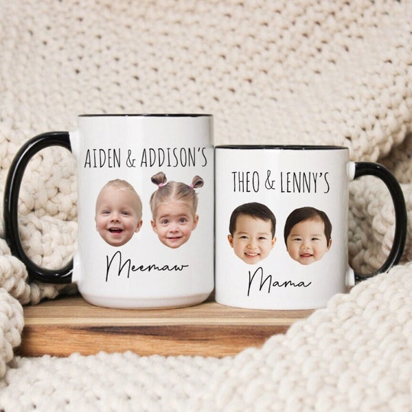 Custom Baby Face Photo Coffee Mug, Mother's Day Baby / Kid Picture Mug, Fathers Day Personalize Child Image Coffee Mug, Grandma-Grandpa Gift