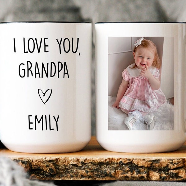 Custom Photo Grandpa Mug, First Time Grandpa Photo Mug, New Grandpa Gift From Baby, I Love You Grandpa, Father's Day Gift For Father In Law