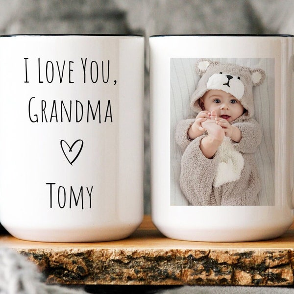 First Time Grandma Photo Mug, Mother's Day Gift For Father In Law, New Grandma Gift From Baby, Custom Photo Grandma Mug, I Love You Grandma
