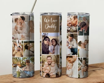 Custom Photo Collage Tumbler,Personalized Picture Family Gift,Photo Tumbler With Text,Gift for Dad Mom,Family Memories Friend Birthday Gift
