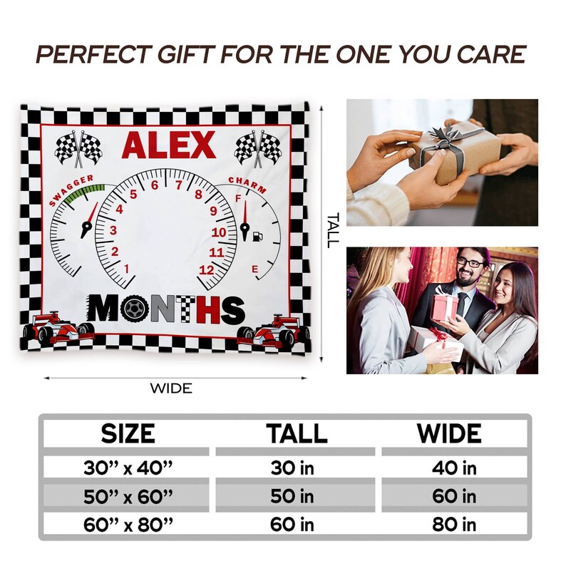 Custom Baby Milestone Blanket, Race Car Baby Monthly Milestone Blanket ...